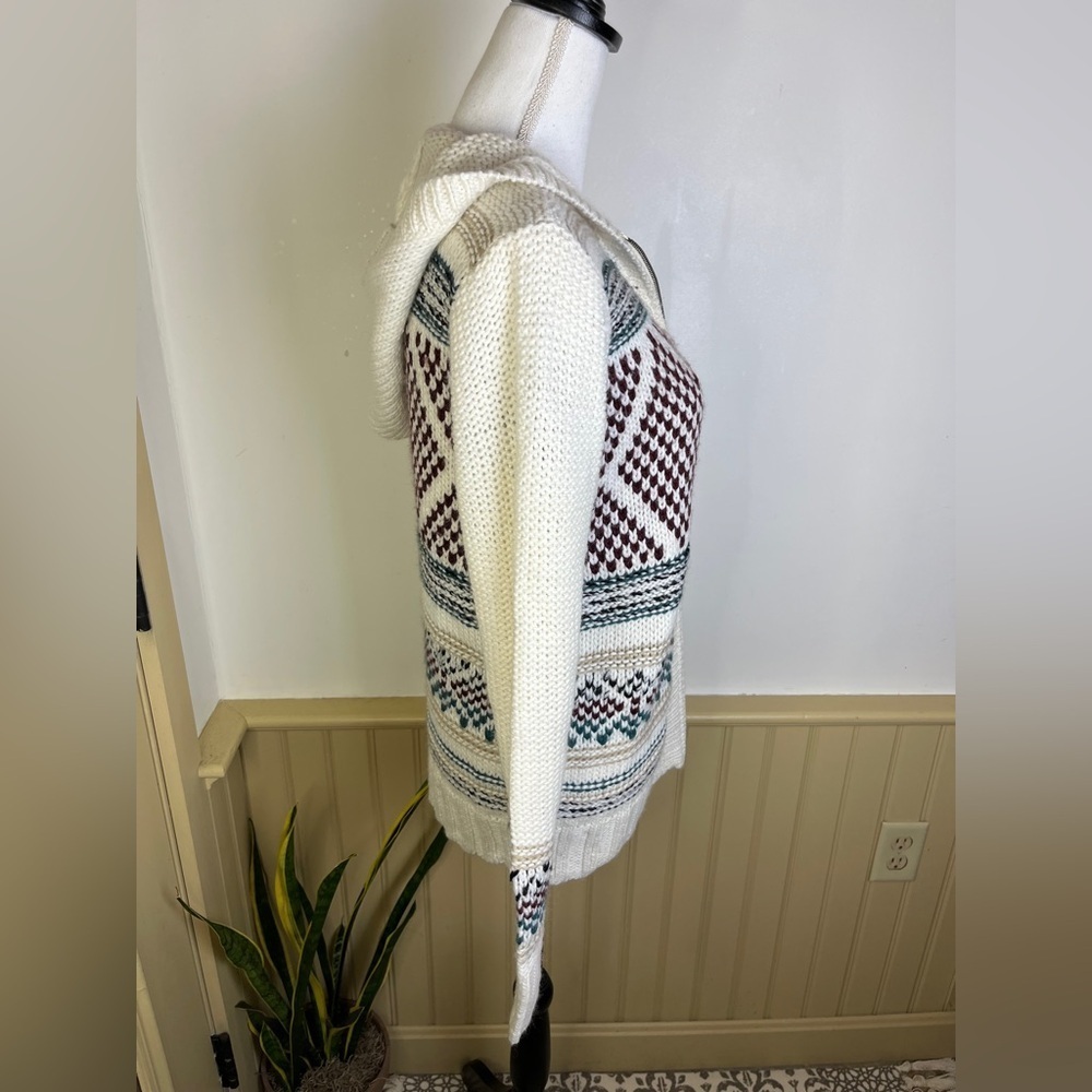 Hollister NWT Fair Isle Knit Zip Hoodie Sweater M Winter Cozycore Preppy College - Picture 3 of 10